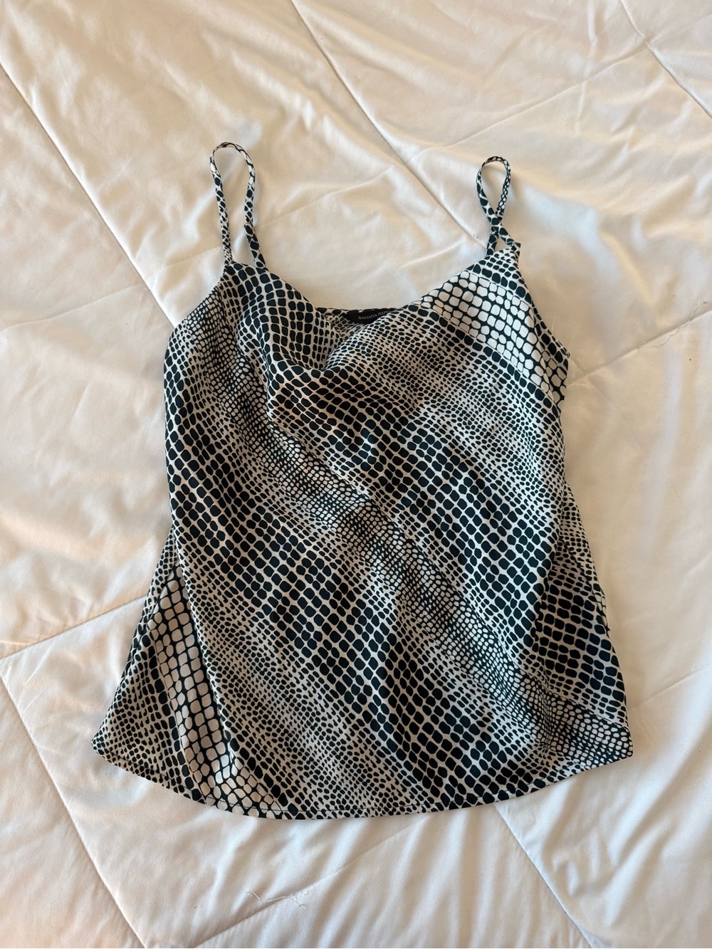 Banana Republic Black and White Snake-Print Cowl Neck Spaghetti Strap Top